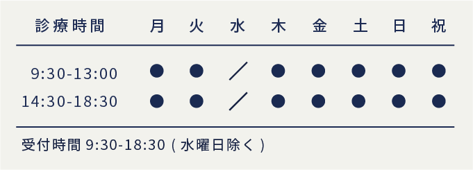 岩手県盛岡市の歯医者・インプラント歯科「高橋衛歯科医院」|診療時間、月火木金土日祝9:30から13:00、14:30から18:30、受付時間9:30-18:30(水曜日を除く)、水曜日休診