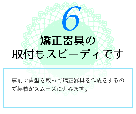 矯正器具の取付もスピーディです